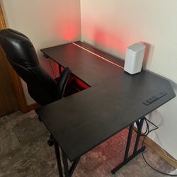 RGB L Shaped Desk w/ chair