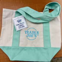 Mini Pastel Canvas “Trader Joe’s” Tote Bag (new)