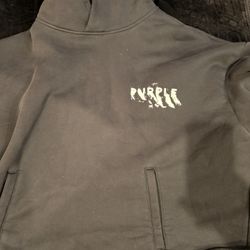 Purple Brand Logo Cotton Fleece Oversized Hoodie Black, Large