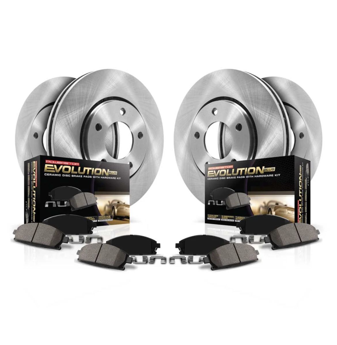 KOE6943 Front and Rear OE Stock Replacement Low-Dust Ceramic Brake Pad and Rotor Kit