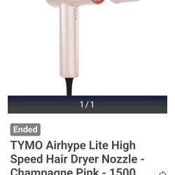 TYMO Airhype Lite High Speed Hair Dryer + Nozzle - Champagne Pink - 1500 Watt