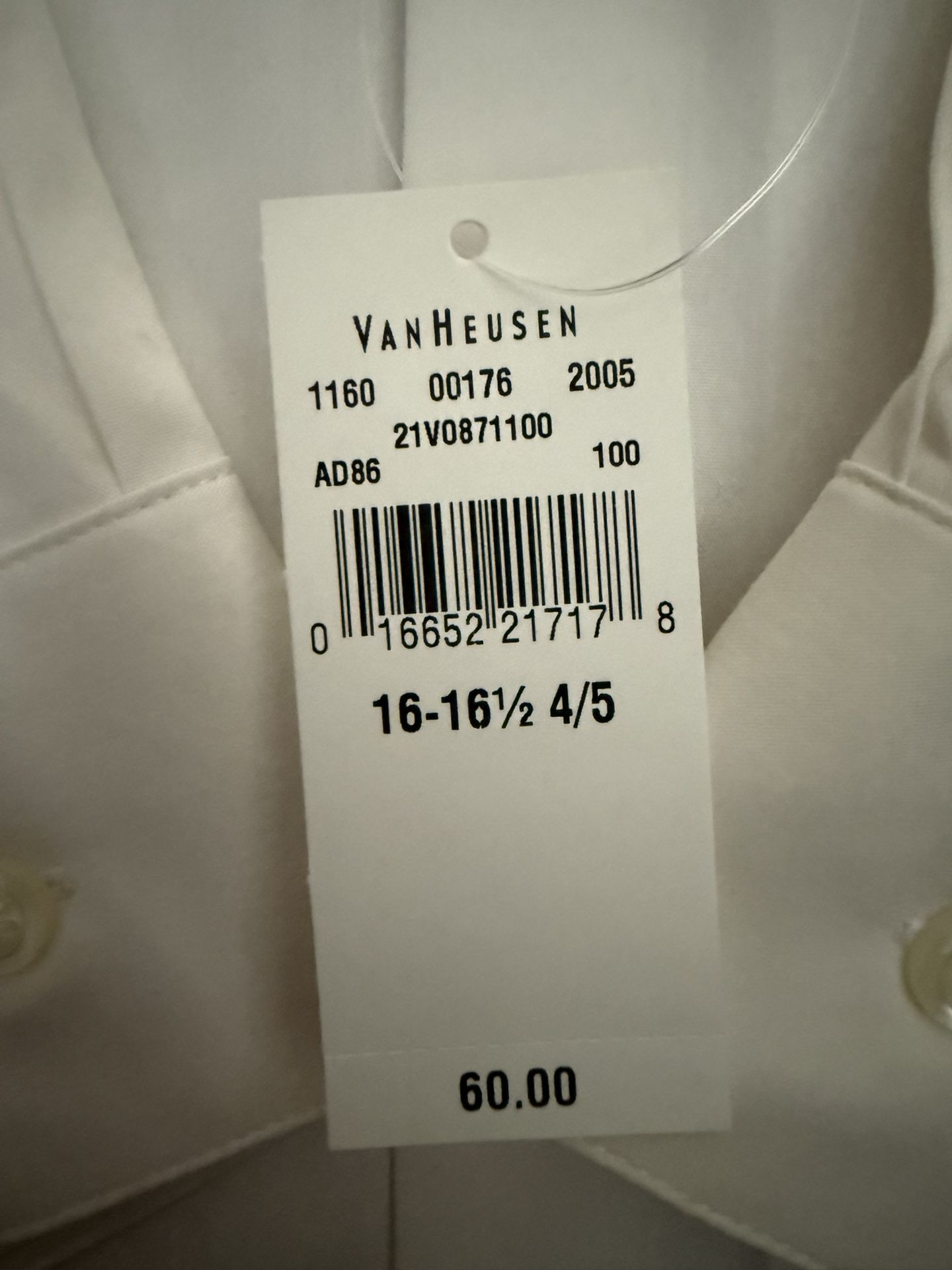 VAN HEUSEN FLEX FLEX3 SLIM FIT WHITE LONG SLEEVE DRESS SHIRT NEW WITH TAG MEN L