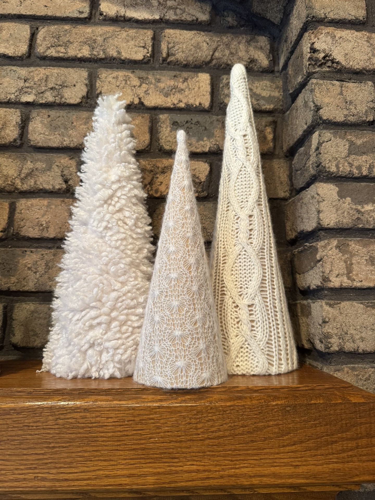 Set Of 3 Handmade Cone Trees