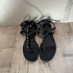 Valentino Garavani Rock stud Calf Skin, Leather Sandal