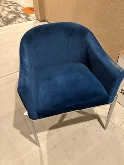 Navy Blue Velvet Accent Chair Chrome Legs