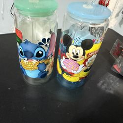 Disney Style Glass Cups
