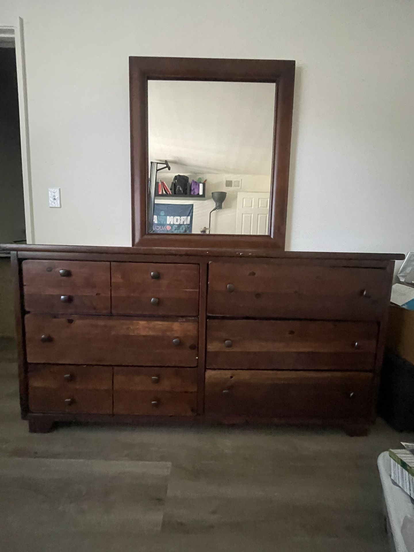 FREE - Dark Brown Dresser With Separate Mirror 