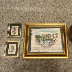 Vintage Italian-style framed art set – gold frames – wall décor bundle