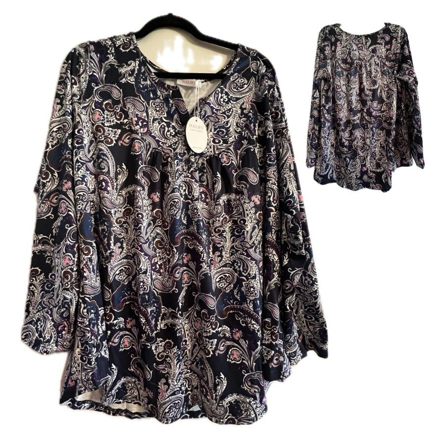 Brand New Dark Blue Halife, size XXL, Women's Paisley Print Boho