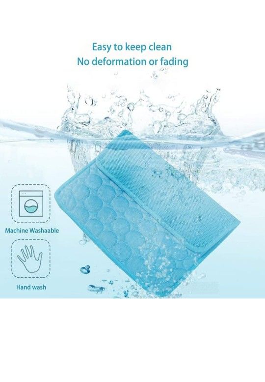 MICROCOSMOS Summer Cooling Mat & Sleeping Pad- Water Absorption Top, Materials Safe, Easy Carry, EZ Clean. Keep Cooling for Pets, Kids and Adults.(Blu