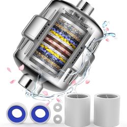 Shower Filter, 20 Stage Shower Head Filter for Hard Water, Shower Water Filter with 2 Replaceable Cartridges, Hard Water Shower Filter to Remove Chlor