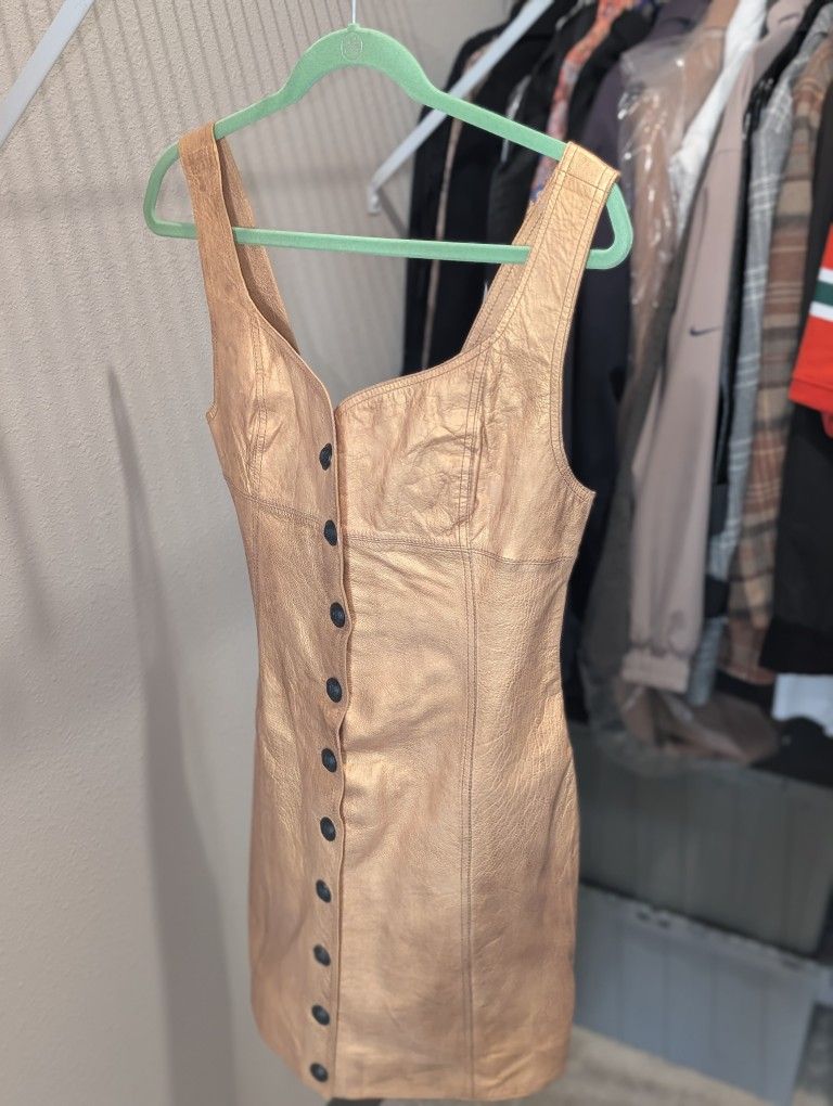 Free People Goldie Leather Mini Dress (Size 6)