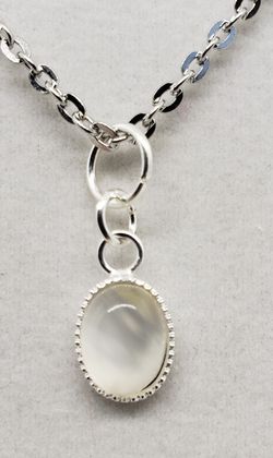 Natural Oval Moonstone Silver Necklace