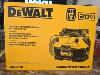DeWALT Wet-Dry HEPA Vac 20v MAX / AC 120 2 Gallon Cordless/Corded DCV581H New!