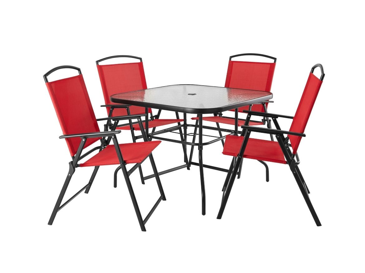 Mainstays Albany Lane 5 Piece Outdoor Dining Set, Red