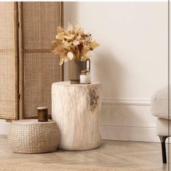 COSIEST Outdoor Antique Accent Stump Stool - 1PC-Beige-Wood