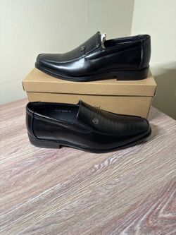 Black Leather Slip-On Dress Shoes Size 10