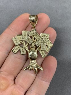10K Yellow Gold Money Tree Pendant - 5.7 Grams 
