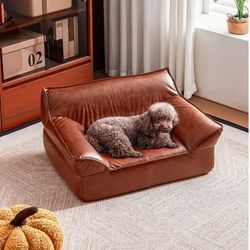 (Brand new, original $150) 31.5" Mid-Century Modern Leather Dog Sofa Bed