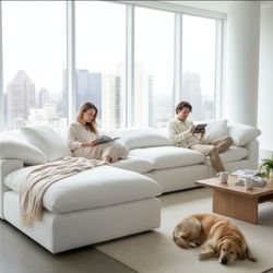 Cloud Sectional Sofa Nixon White 4 segments new feathers performance fabric