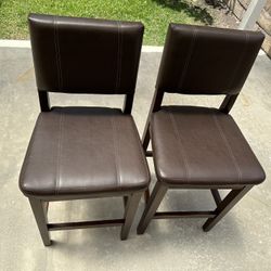 brown leather wooden bar stool chairs with foot rests