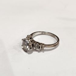 Sterling Silver And Cz Engagement Ring
