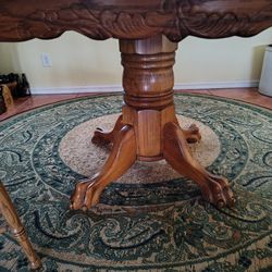 Solid Oak Table with Two Chairs