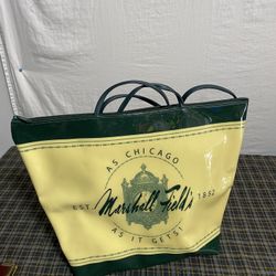 MARSHALL FIELDS Vintage Green Tote Bag Vinyl As Chicago