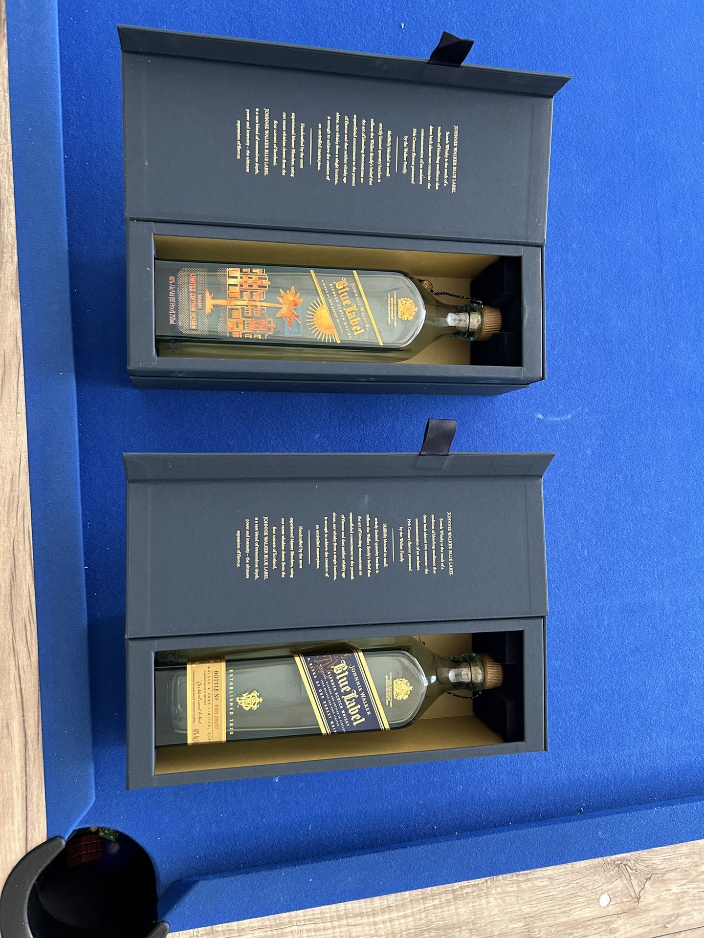 Empty Blue Label Bottles