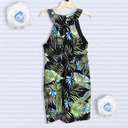 Connected Apparel Black Blue Green Floral Halter Dress Wm 12