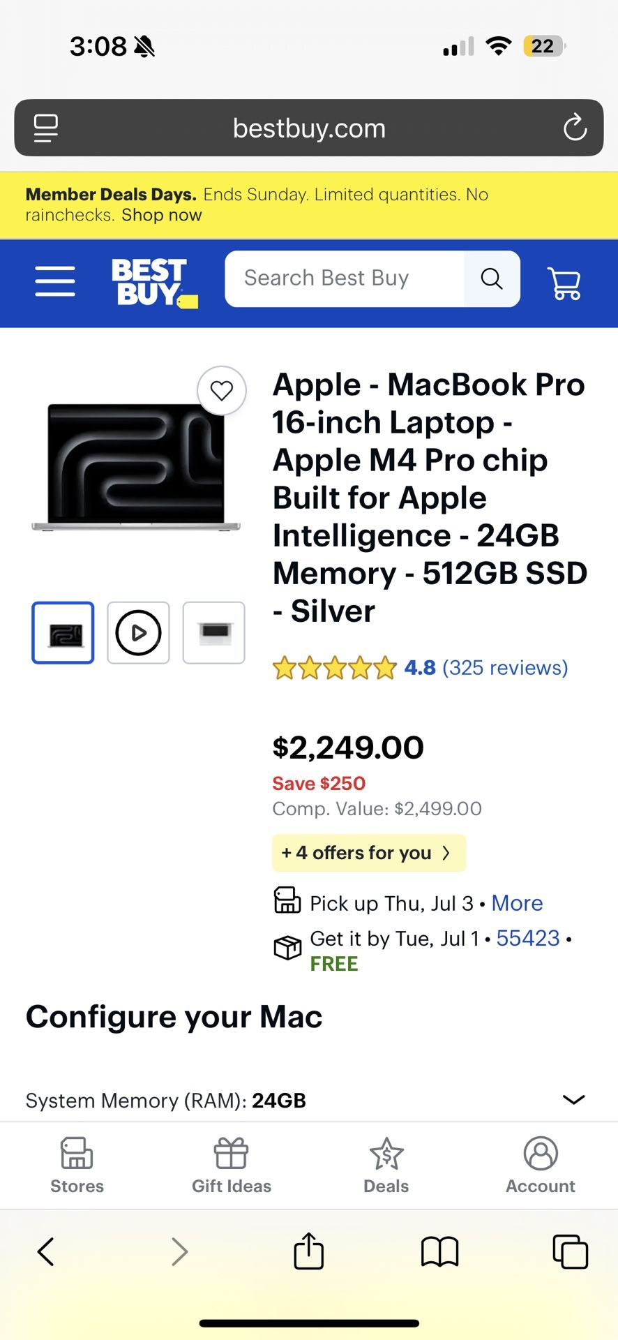 Apple Mac book pro M4 Chip 16 Inch