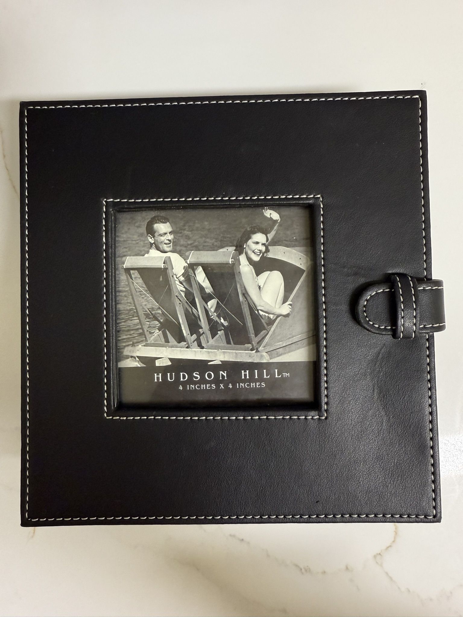 Black Leather Keepsake Box with Photo Slot