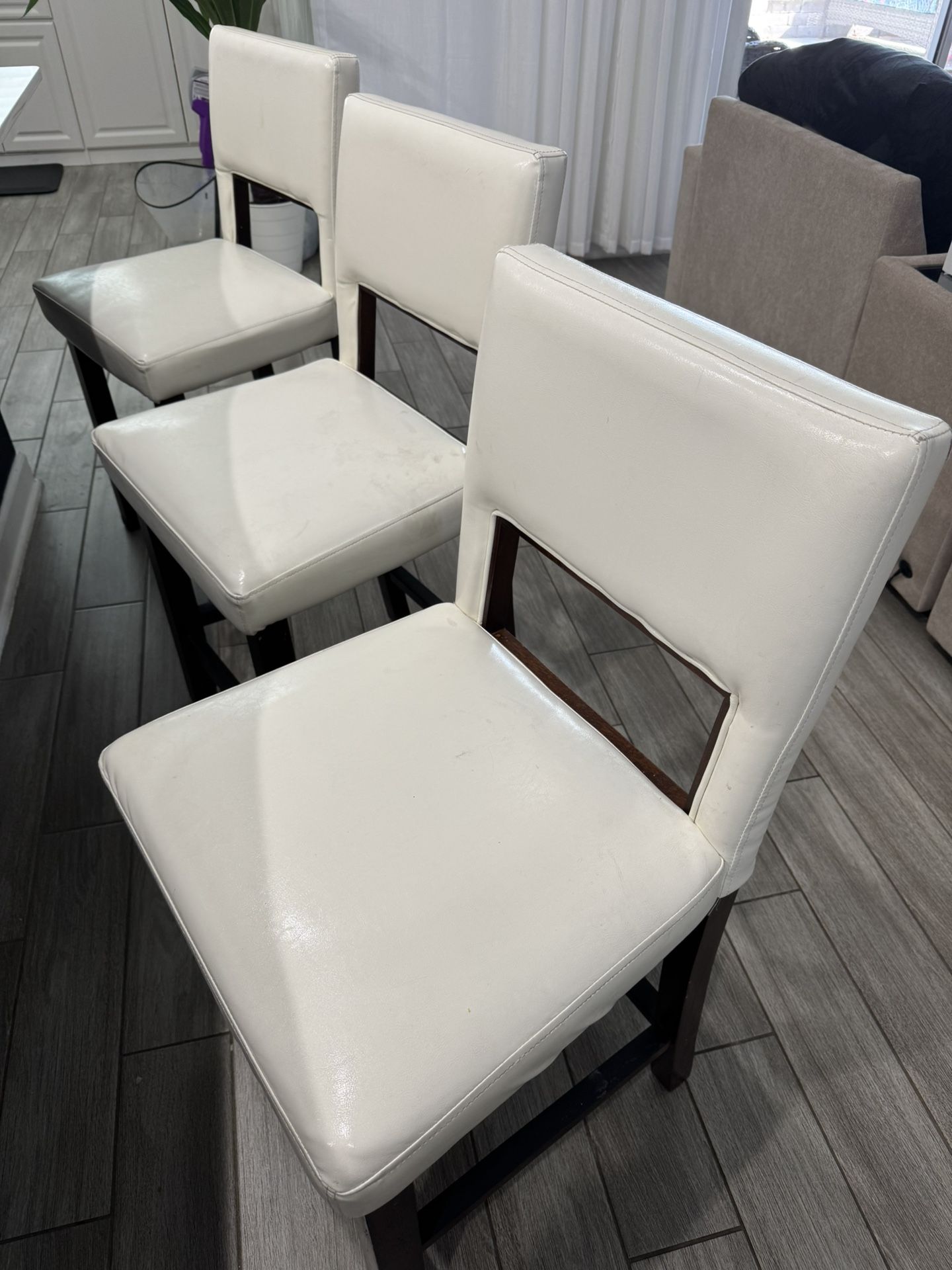 Counter Height Stools (White Faux Leather