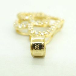 Womens 14K Yellow Gold Double Heart Charm Pendant with CZ Stones   #22794B