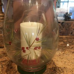 Christmas 9 3/4” hurricane candle holder