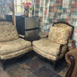 Vintage Wooden Cushioned Arm Chair