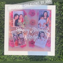 Personalized Ombre Rose Shadow Box/ Birthday Gift 💕