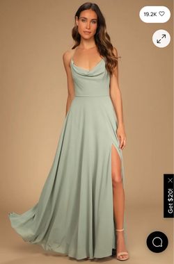 Lulus Romantically Speaking Sage Green Cowl Lace-Up Maxi Dress