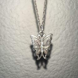 Silver Necklace With 12k Silver Butterfly 