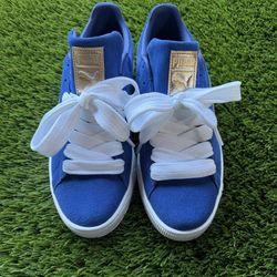 Puma Suede Blue, Grey, White, N Gold Men Shoes 