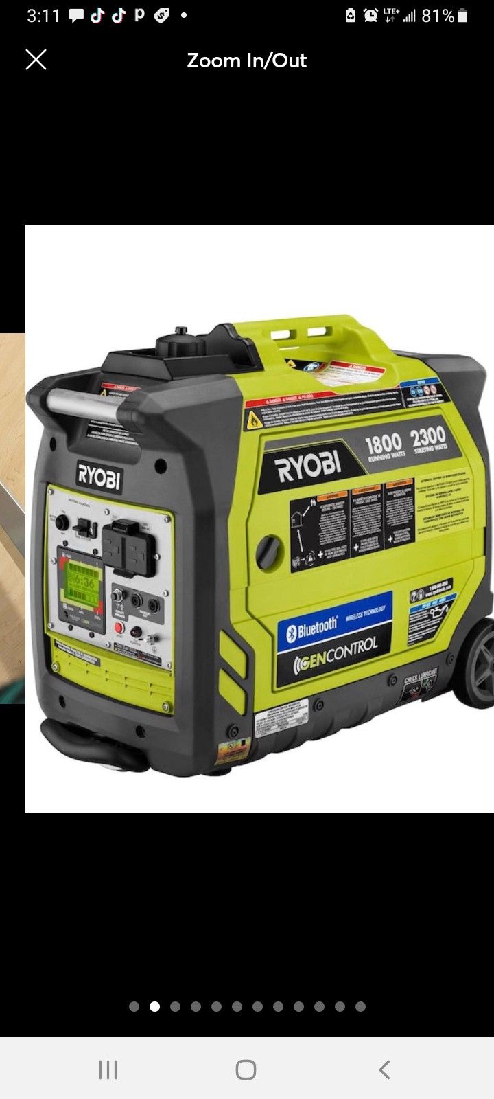 Ryobi 1600 Watt Bluetooth Generater
