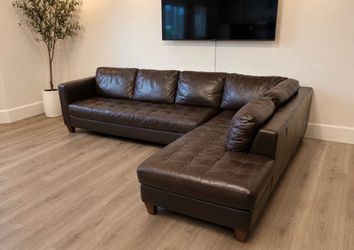 Large Genuine Leather sectional couch free delivery