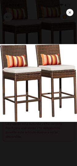 Set of 2 Wicker Bar Stools
