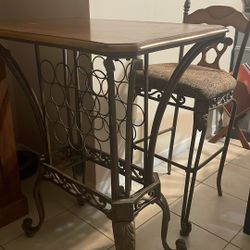 High Top Wine Rack Table And 2 Tall Chairs