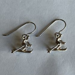 Sterling Silver Downhill Skier Earrings