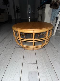West Elm Rattan coffee table 28”
