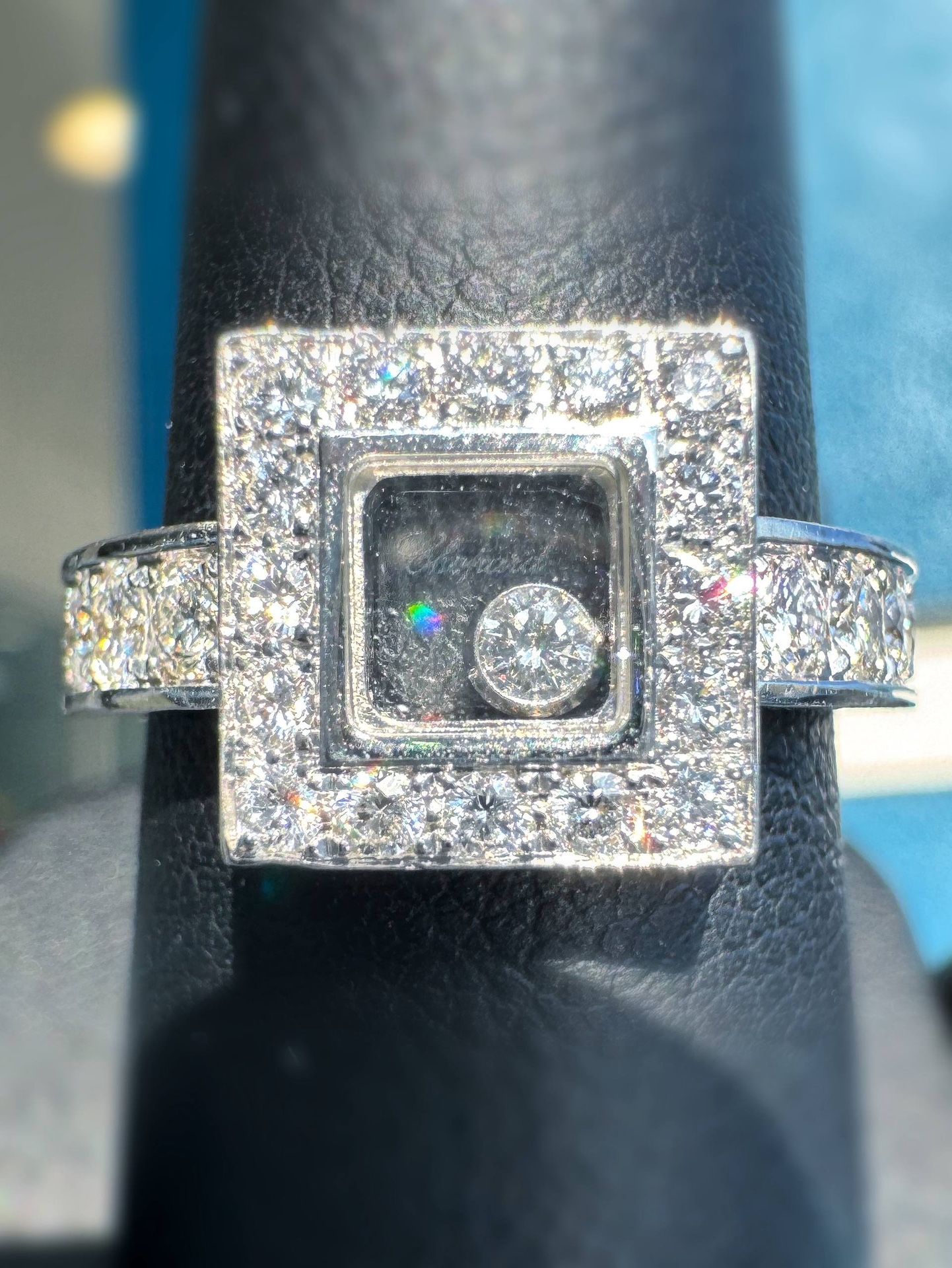 Chopard Happy Diamonds Square 18k White Gold Ring Size7.75 82/2939-20