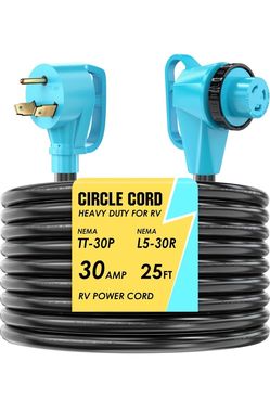 30 Amp 25 Feet RV Power Cord with 90° Right Angle Twist Locking