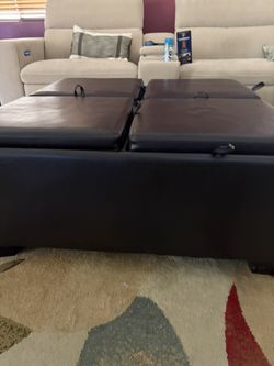 Brown Leather Ottoman