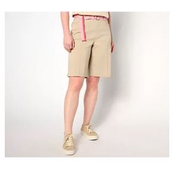 NEW QVC Isaac Mizrahi Live! Women’s Size 18WP Khaki Long Shorts With Pintuck